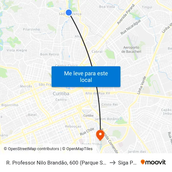 R. Professor Nilo Brandão, 600 (Parque São Lourenço) to Siga Pucpr map