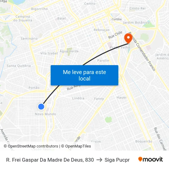 R. Frei Gaspar Da Madre De Deus, 830 to Siga Pucpr map