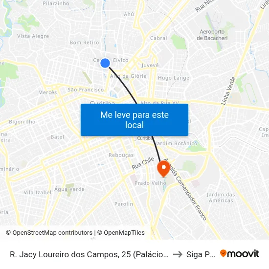 R. Jacy Loureiro dos Campos, 25 (Palácio das Araucárias) to Siga Pucpr map