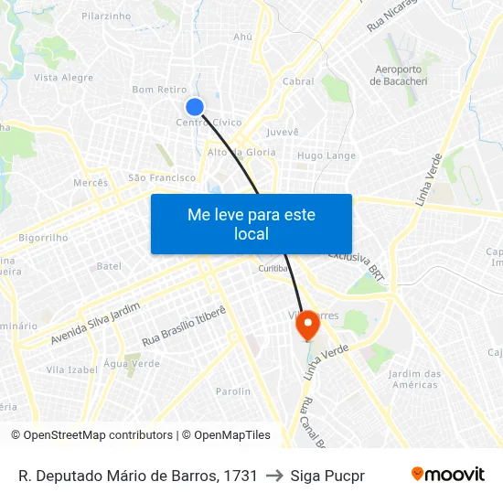 R. Deputado Mário de Barros, 1731 to Siga Pucpr map