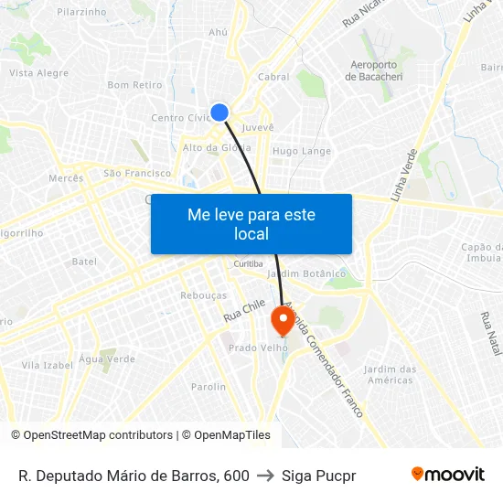 R. Deputado Mário de Barros, 600 to Siga Pucpr map