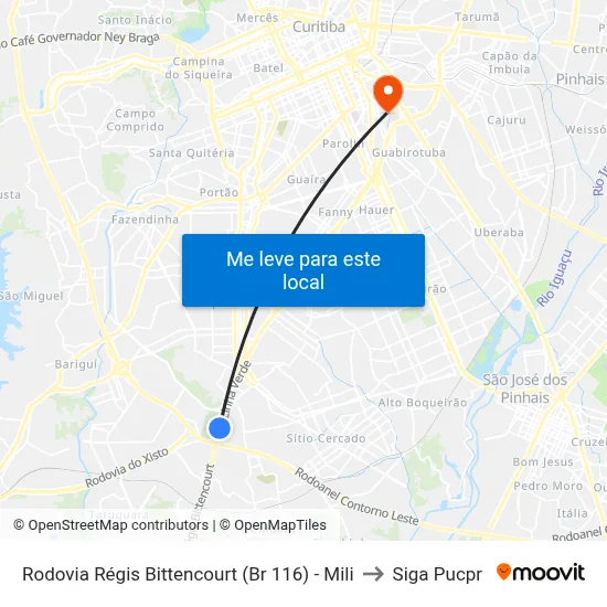 Rodovia Régis Bittencourt (Br 116) - Mili to Siga Pucpr map