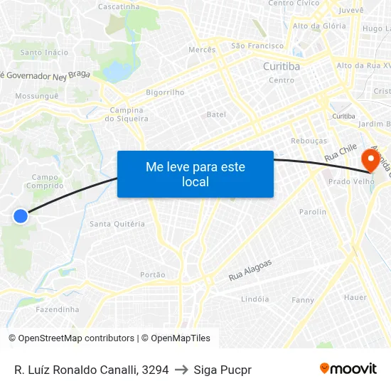 R. Luíz Ronaldo Canalli, 3294 to Siga Pucpr map
