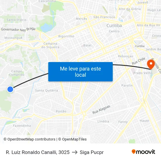 R. Luíz Ronaldo Canalli, 3025 to Siga Pucpr map