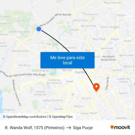 R. Wanda Wolf, 1575 (Pinheiros) to Siga Pucpr map