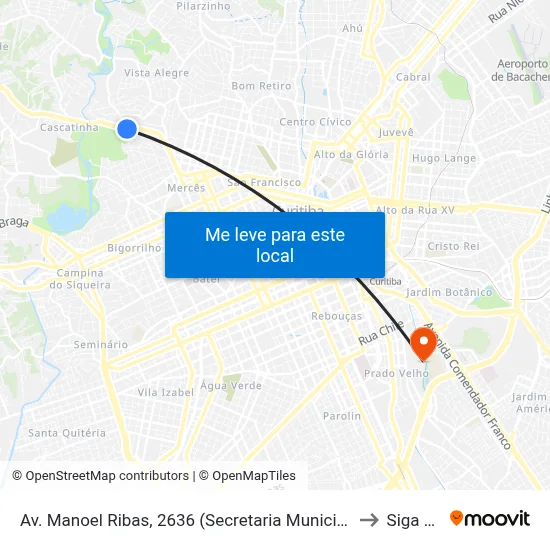 Av. Manoel Ribas, 2636 (Secretaria Municipal do Meio Ambiente) to Siga Pucpr map
