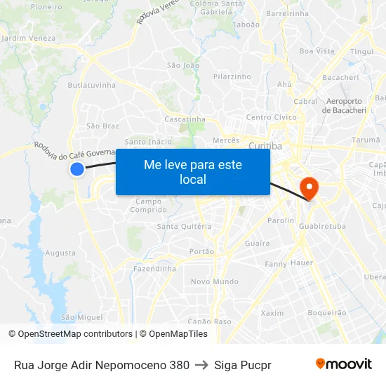 Rua Jorge Adir Nepomoceno 380 to Siga Pucpr map