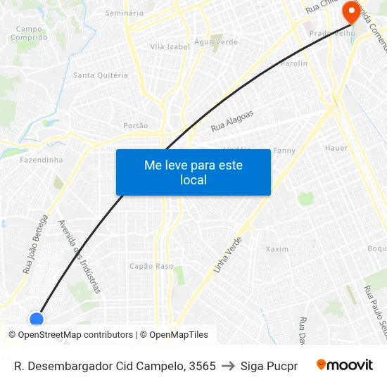 R. Desembargador Cid Campelo, 3565 to Siga Pucpr map