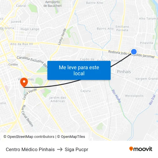 Centro Médico Pinhais to Siga Pucpr map
