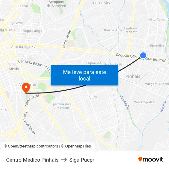 Centro Médico Pinhais to Siga Pucpr map