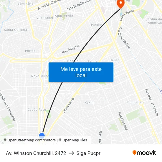 Av. Winston Churchill, 2472 to Siga Pucpr map