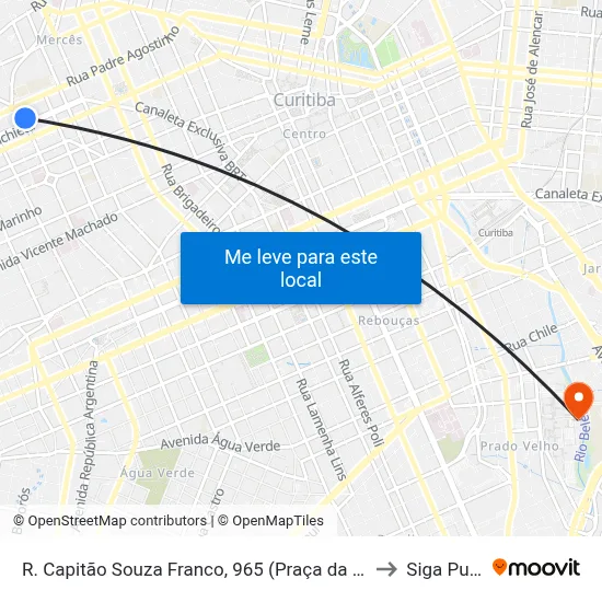 R. Capitão Souza Franco, 965 (Praça da Ucrânia) to Siga Pucpr map
