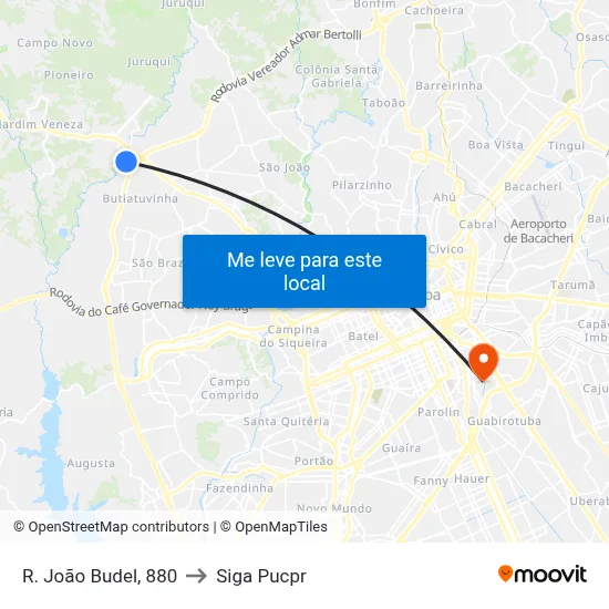 R. João Budel, 880 to Siga Pucpr map