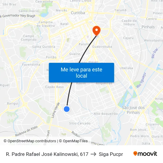 R. Padre Rafael José Kalinowski, 617 to Siga Pucpr map