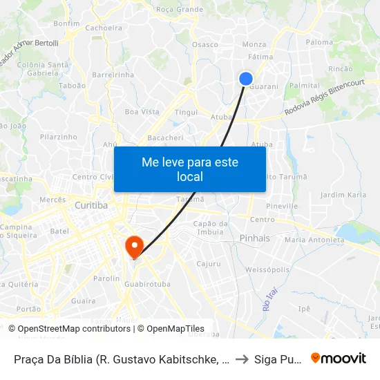 Praça Da Bíblia (R. Gustavo Kabitschke, 1082) to Siga Pucpr map
