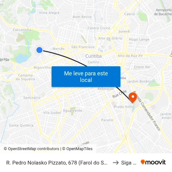R. Pedro Nolasko Pizzato, 678 (Farol do Saber Emílio de Menezes) to Siga Pucpr map