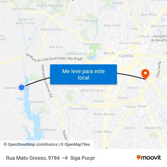 Rua Mato Grosso, 9784 to Siga Pucpr map