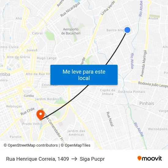 Rua Henrique Correia, 1409 to Siga Pucpr map
