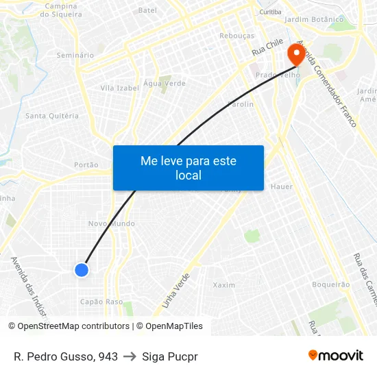 R. Pedro Gusso, 943 to Siga Pucpr map