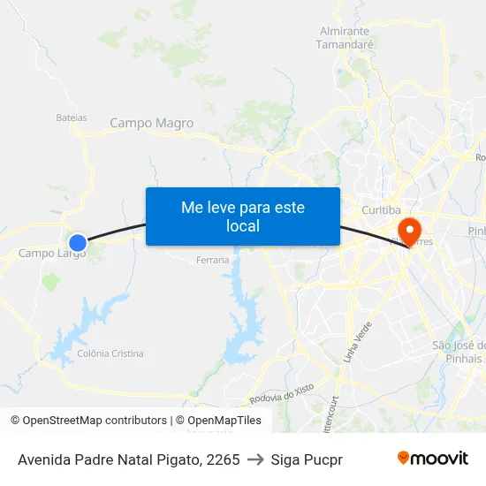 Avenida Padre Natal Pigato, 2265 to Siga Pucpr map