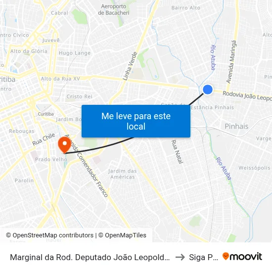 Marginal da Rod. Deputado João Leopoldo Jacomel, 13328 to Siga Pucpr map
