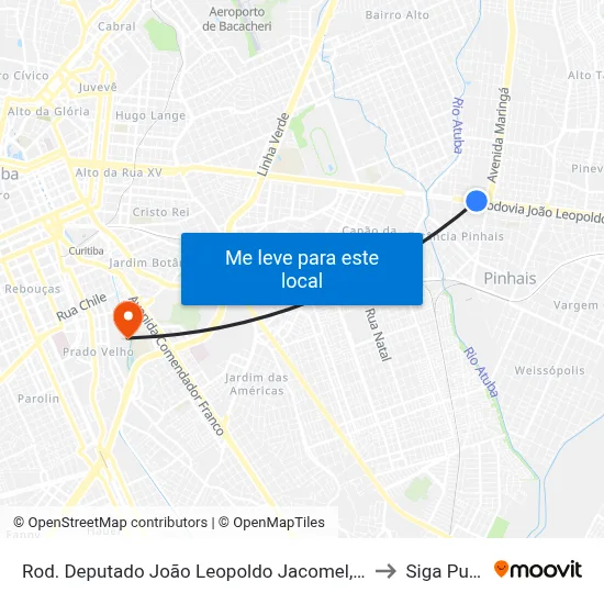 Rod. Deputado João Leopoldo Jacomel, 12753 to Siga Pucpr map