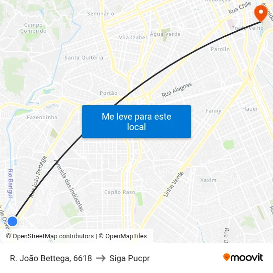 R. João Bettega, 6618 to Siga Pucpr map