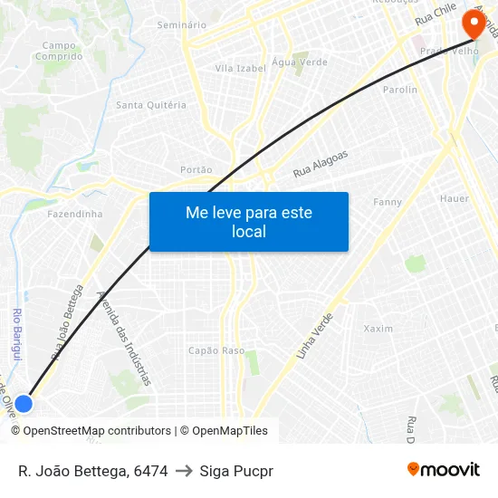 R. João Bettega, 6474 to Siga Pucpr map