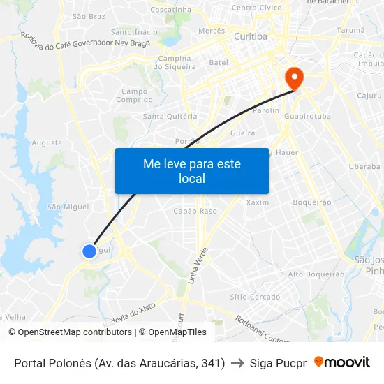 Portal Polonês (Av. das Araucárias, 341) to Siga Pucpr map