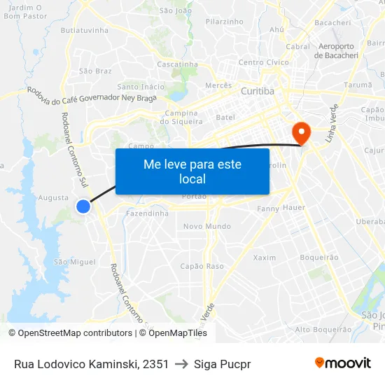 Rua Lodovico Kaminski, 2351 to Siga Pucpr map