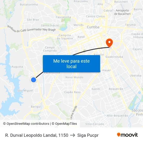 R. Durval Leopoldo Landal, 1150 to Siga Pucpr map