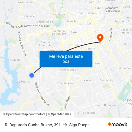 R. Deputado Cunha Bueno, 391 to Siga Pucpr map