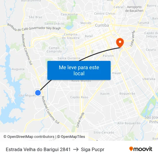 Estrada Velha do Barigui 2841 to Siga Pucpr map