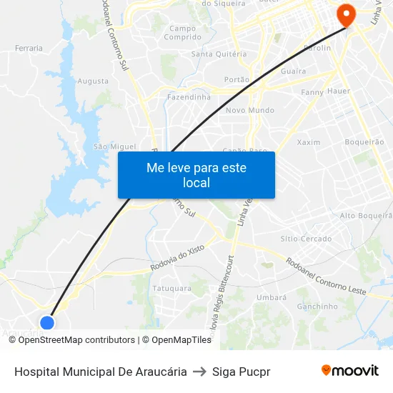 Hospital Municipal De Araucária to Siga Pucpr map