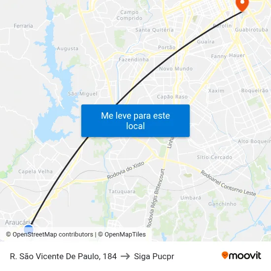 R. São Vicente De Paulo, 184 to Siga Pucpr map