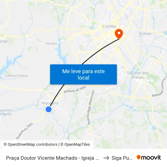 Praça Doutor Vicente Machado - Igreja Matriz to Siga Pucpr map