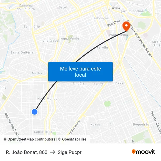 R. João Bonat, 860 to Siga Pucpr map