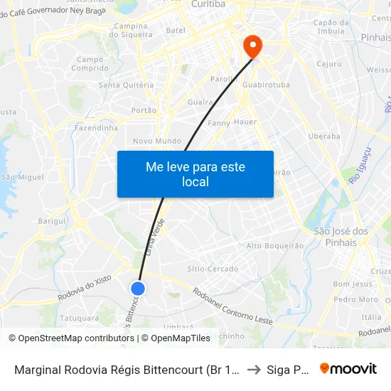 Marginal Rodovia Régis Bittencourt (Br 116) - Ceasa to Siga Pucpr map