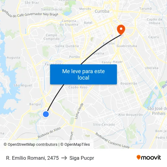 R. Emílio Romani, 2475 to Siga Pucpr map