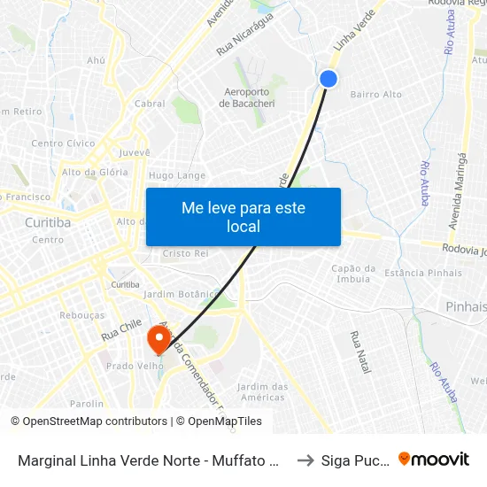 Marginal Linha Verde Norte - Muffato Max to Siga Pucpr map