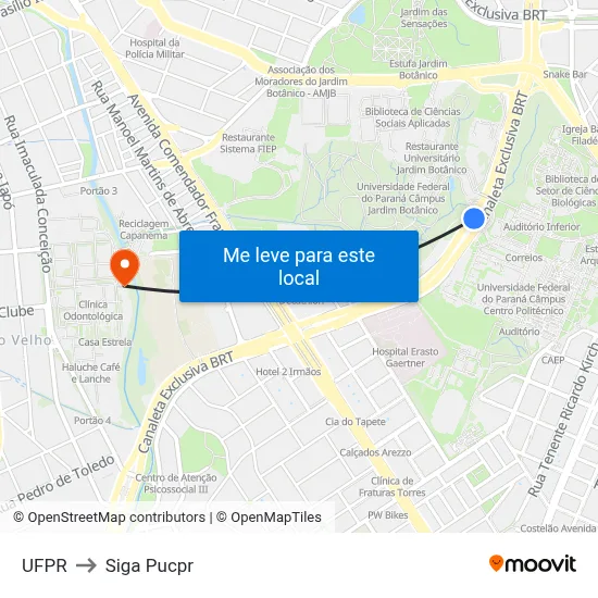 UFPR to Siga Pucpr map