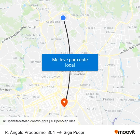R. Ângelo Prodócimo, 304 to Siga Pucpr map