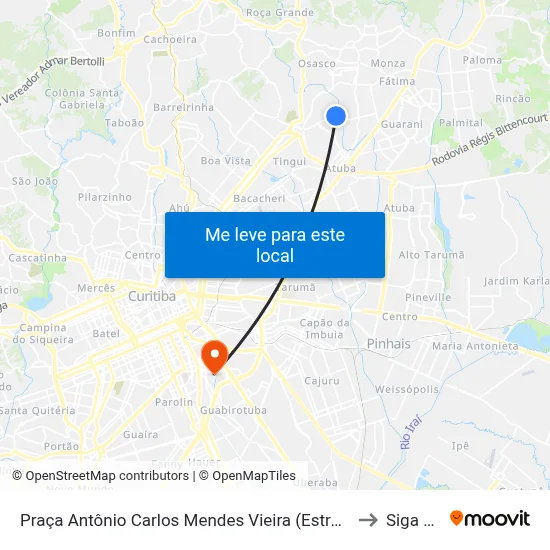 Praça Antônio Carlos Mendes Vieira (Estrada Das Olarias, 1600) to Siga Pucpr map