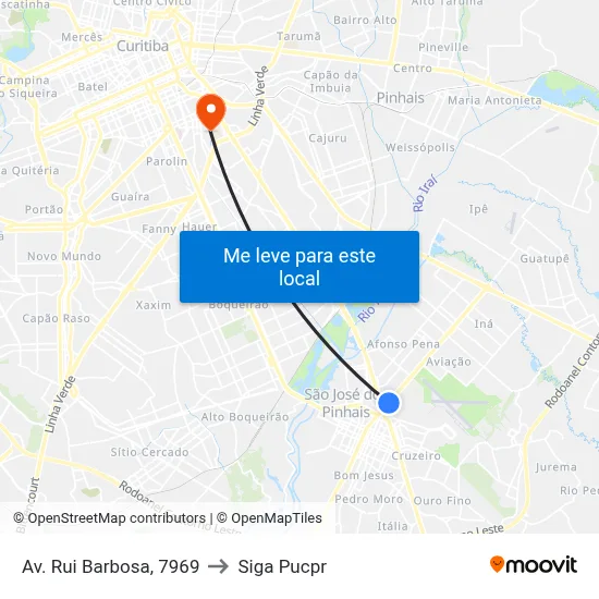 Av. Rui Barbosa, 7969 to Siga Pucpr map