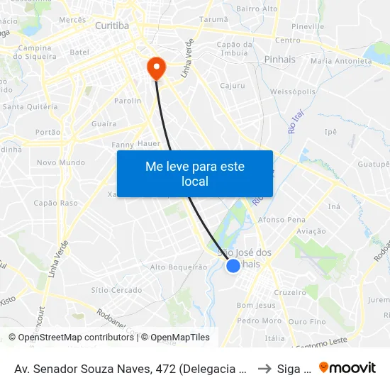 Av. Senador Souza Naves, 472 (Delegacia da Mulher e do Adolescente) to Siga Pucpr map