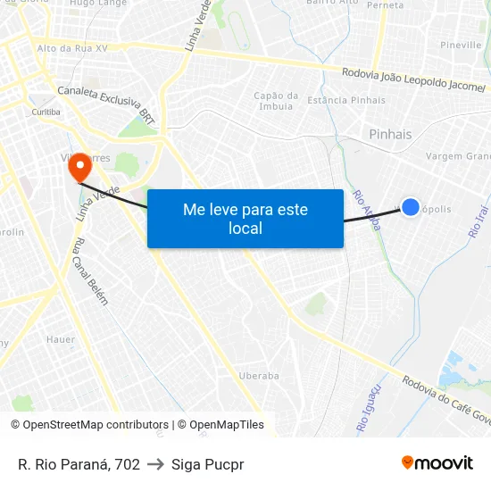 R. Rio Paraná, 702 to Siga Pucpr map