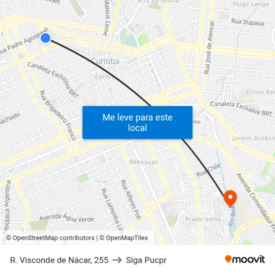R. Visconde de Nácar, 255 to Siga Pucpr map