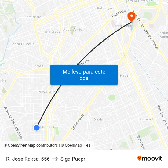 R. José Raksa, 556 to Siga Pucpr map