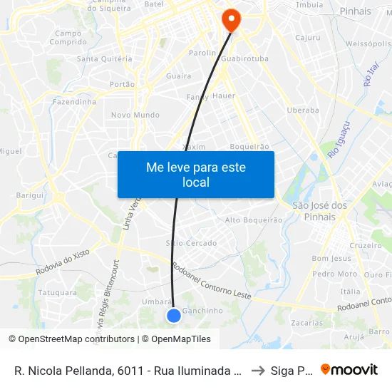 R. Nicola Pellanda, 6011  - Rua Iluminada Família Moletta to Siga Pucpr map