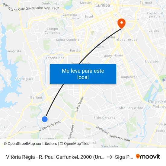 Vitória Régia - R. Paul Garfunkel, 2000 (Unidade de Saúde) to Siga Pucpr map